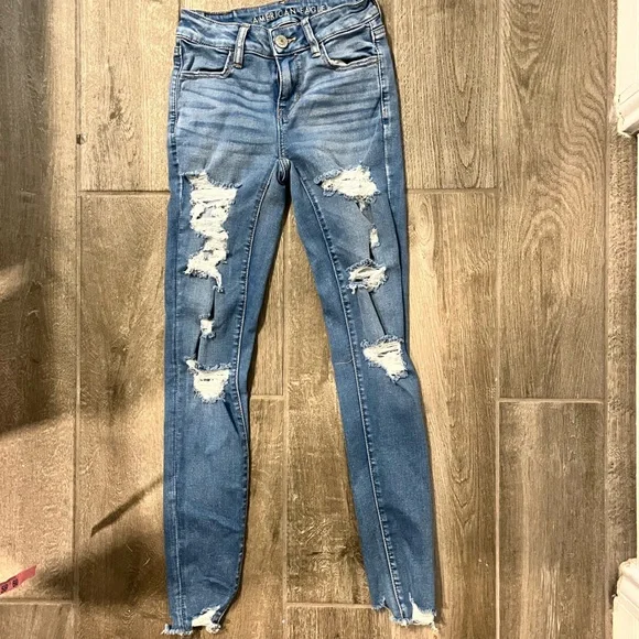 American Eagle Jeggings next level stretch ripped skinny jeans - Picture 4 of 8